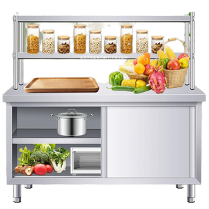 <span class=keywords><strong>Victory</strong></span> Table à portes coulissantes en acier inoxydable à 2 niveaux avec banc Prix d'usine Fournitures pour hôtels et restaurants - Product Image 1