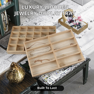Plateau de présentation et organisateur de bijoux rectangulaire en bois massif haut de gamme pour les bijouteries - Product Image 6