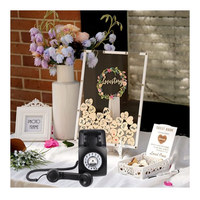 Black Turntable Telephone Photo booth Decoration telephone wedding decoration wedding sign-in desk audio guestbook phone