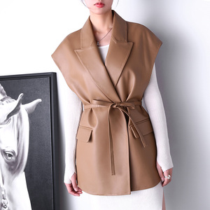 Gilets <span class=keywords><strong>sans</strong></span> manches <span class=keywords><strong>en</strong></span> <span class=keywords><strong>cuir</strong></span> véritable, pour femmes, gilet surdimensionné, - Product Image 3