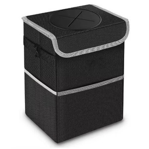 Free Sample Black <b>Car</b> Garbage Bag Trash <b>Bin</b> Trash Can With Lid Storage Pocket - Product Image 2