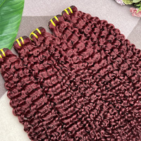 Lots de Cheveux Humains Bouclés Profonds Bourgogne 99J en Gros, Extensions de Tissage 100% Cheveux Brésiliens Vierges à Double Trame