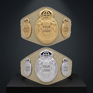 Custom Boxing Championship <b>Belt</b> Blue PU Leather Gold Silver Plated Metal Logo Best Quality thick plated <b>Belt</b> - Product Image 1