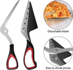 Forbici per Pizza 2-in-1 Sicure per Alimenti |   Manico staccabile e lame in acciaio inossidabile |   <span class=keywords><strong>Taglio</strong></span> e affettatura rapida <span class=keywords><strong>di</strong></span> pancake e carne arrosto - Product Image 2
