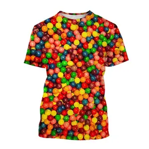 Fitspi Wholesale Summer Candy Chocolate Casual 3d Printing T-shirts Unisex Men's Women's Fashion Clothing Streatwear T-shirts