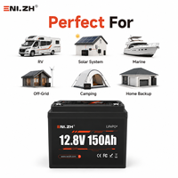 Batterie LiFePO4 à semi-conducteurs Enlzh 12,8 V 150 Ah avec BMS pour bateaux, camping-cars, stockage d'énergie solaire, véhicules électriques - 4 cellules