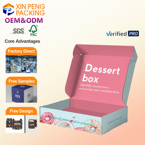 Boîte d'emballage en carton ondulé avec fermeture éclair, pare-humidité, simple paroi, doublure <span class=keywords><strong>rose</strong></span>, OEM 2026 XP, boîte cadeau personnalisée en papier kraft - Product Image 1