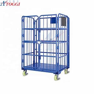 2 दरवाजे foldable औद्योगिक रोल कंटेनर पिंजरों ट्रॉलियों 500kg रसद ट्राली - Product Image 3