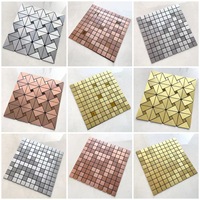 Panneau mural 3D en aluminium, mosaïque, carreaux métalliques autocollants, papier peint auto-adhésif pour la décoration murale intérieure, décoration de plafond