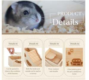 2 uds casas de hámster y escondites juego de túnel de hámster casa de madera para hámster con escalera de escalada jerbos erizos <span class=keywords><strong>ratas</strong></span> ratones - Product Image 4