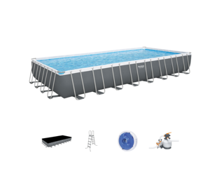 <span class=keywords><strong>Piscina</strong></span> Familiar Rectangular de PVC <span class=keywords><strong>para</strong></span> Exteriores, Ultra Grande, con Marco de Acero, Bomba de <span class=keywords><strong>Filtro</strong></span>, Capacidad de 52,231 L, Modelo 56623 - Product Image 1