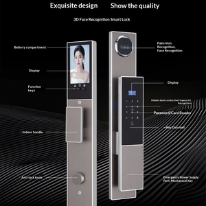 Serrure d'entrée intelligente haut de gamme en acier inoxydable, serrure électronique HR avec reconnaissance faciale, veineuse, mot de passe, carte et clé pour maison, villa, appartement, hôtel - Product Image 1