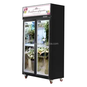 Muxue geladeira com display de flor, refrigerador de flores com duas portas de vidro com display de flor para geladeira MX-XHG1260F