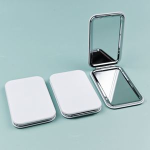 PU Leather Mini Mirror High-Definition Double-Sided Folding <b>Makeup</b> <b>Tool</b> Available in White Pink Black in Multiple Sizes - Product Image 4