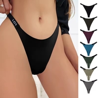 Tangas et Strings Sans Couture en Soie Glacée à Logo Lettre pour Femme, Culottes Bikini Sexy et Thongs Grande Taille