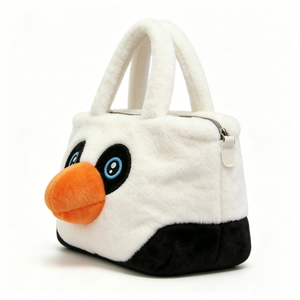 Customized Soft Plush Tote Bag,Penguin Plush Tote Bag, Animal Face Plush Handbag, Cute Penguin Plush Bag - Product Image 1