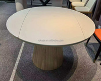 Table à manger pliante moderne ronde à rectangulaire, plateau en bois massif de luxe, table à manger extensible ronde