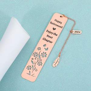 Disegni personalizzati personalizzati in bianco in acciaio inox incisione Laser Logo piastra metallica segnalibro con catena - Product Image 2