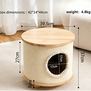 Solid wood tea <b>table</b> cat nest sisal blanket <b>table</b> <b>stool</b> cat nest pet sharing cat side several <b>bedside</b> <b>tables</b> - Product Image 2