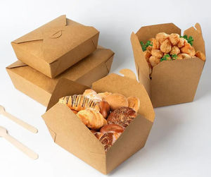 Boîte d'emballage alimentaire en papier kraft robuste, conteneur alimentaire <span class=keywords><strong>à</strong></span> emporter, barquettes alimentaires en papier, boîtes <span class=keywords><strong>à</strong></span> emporter pour restaurant, restauration, pique-nique - Product Image 3