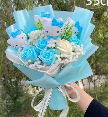 Blue-full fake flowers