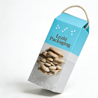 Boîte d'emballage personnalisée en gros pour kit de champignons frais avec poignée, boîte en carton ondulé E-flute économique avec fenêtre