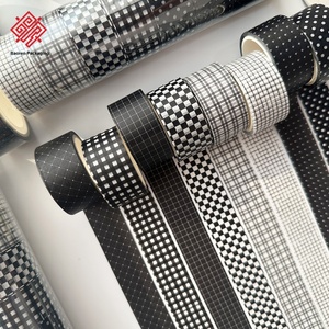 Ruban adhésif washi à motif à carreaux noir et blanc, ruban adhésif pour journal artisanal, matériaux de décoration, rubans de style tendance - Product Image 3