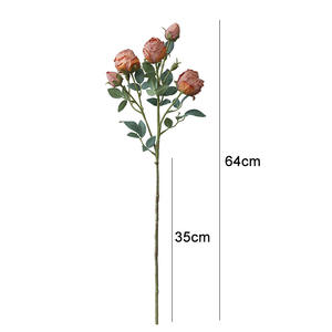 Rosas carbonizadas de 5 cabezas Flores <span class=keywords><strong>artificiales</strong></span> secas Ramo DE BODA Navidad y Día DE LA MADRE Adecuado - Product Image 4