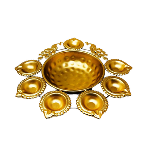 Bol Urli en fer poli laiton de 8 pouces, décoration d'intérieur, bougies de table, fleurs, anniversaire, baptême, fait main, métal durable, moderne, irrégulier - Product Image 2