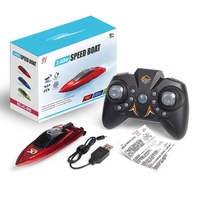 Bateau RC miniature télécommandé 2.4G pour piscine et aquarium, jouet en plastique, double moteur électrique, lumière LED, grande vitesse