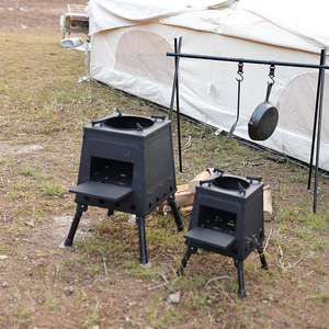 <span class=keywords><strong>Estufa</strong></span> de Camping plegable negra de acero inoxidable para quemar madera al aire libre con bolsa de transporte Cocina de mochilero portátil - Product Image 6
