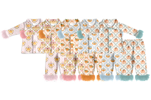 Conjuntos de Ropa Casual de Otoño para Niñas con Lazos de Calabaza y Plumas, Pijamas, Conjuntos a Juego para Hermanas, Venta al por Mayor para Boutiques - Product Image 2
