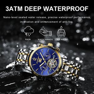 POEDAGAR 1406 Montre automatique mécanique de luxe pour homme avec tourbillon, diamètre 41 mm, bracelet en acier inoxydable, étanche 30 m, style business - Product Image 4