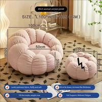 Fauteuil paresseux individuel style citrouille, inclinable, prêt à l'emploi, style crème, moderne et minimaliste, avec structure en acier et revêtement en peluche, mobilier de maison