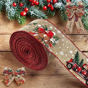 Pita Gaya Burlap Bertema Natal Panjang 5 Yard dengan Lonceng Rusa, Sempurna untuk Dekorasi Pohon Natal DIY dan Hiasan Truk Liburan - Product Image 3