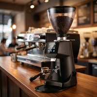 Moulin à café professionnel à meules plates en acier inoxydable de 64 mm pour café avec fonction quantitative
