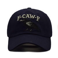 Gorra de Béisbol F-CAW-F de 6 Paneles, Ajustable, de Algodón, con Bordado de Cuervo |   Gorra estilo americano vintage para papá