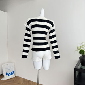 Maglione Pullover Intrecciato a Mano 100% Poliestere da <span class=keywords><strong>Donna</strong></span>, Design Autunnale 2025, Stile <span class=keywords><strong>Elegante</strong></span> con Cinturino e Contrasto di Colori - Product Image 3