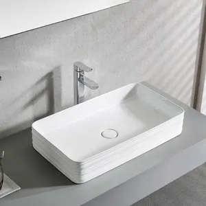 Customized Fancy Design Excellent Quality Lines Design Ceramic Special Wash Basin Vessel Sink