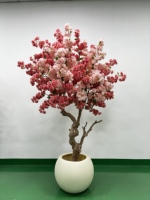 Arbres artificiels de luxe en fleurs de cerisier rose colorées de 200 cm, fleurs de cerisier japonaises Sakura, matériau plastique, durée de vie de 5 ans, intérieur/extérieur