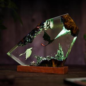 Lampe en résine artisanale Fureur de Nuit, Dragon Anime Sans Dents, Veilleuse en résine époxy et bois, Ornement artistique de bureau - Product Image 3