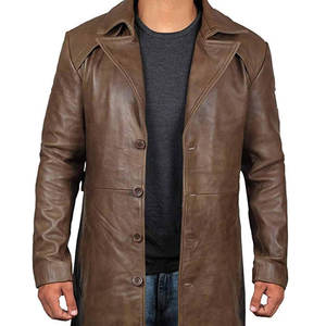 Unique Design Custom PU Leather Made Long Coat for Men Soft and Winter Warm Custom Fabric Hot Selling Men's Long Coat - Product Image 4