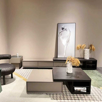 Meuble TV console moderne en panneaux de bois pour salon, avec hauteur réglable pour téléviseurs de 65 pouces et plus