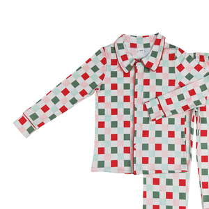 NO Tariffs Contact Us GLP1353 RTS Boutique Vestuário Mulheres Natal Xadrez Botão Calças de Manga Comprida 2025 Pijamas para Mulheres Set - Product Image 2