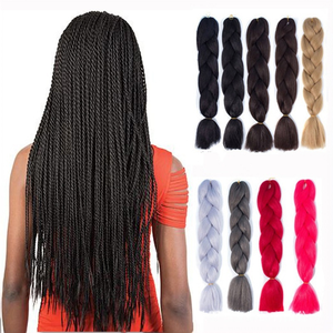 <span class=keywords><strong>Perruque</strong></span> tressée africaine en cheveux synthétiques haute température, tresses jumbo, tresses doubles, toutes les couleurs disponibles - Product Image 1