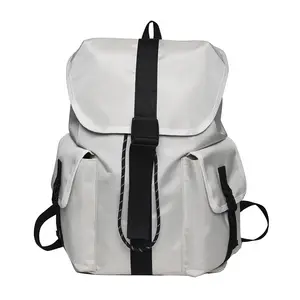 Wholesale Large Capacity Men's Backpack for Teenagers Fashionable Design Buckle Closure Drawstring Dual Side Bottle Pockets