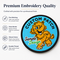 Patch brodé rond personnalisé en gros, grande taille, avec logo intégral et bordure Merrow pour vestes, chapeaux et sacs