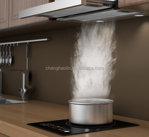 <span class=keywords><strong>Hotte</strong></span> <span class=keywords><strong>aspirante</strong></span> encastrable rétractable de 600 mm avec double moteur et filtre à charbon, en acier inoxydable, gain de place - Product Image 4