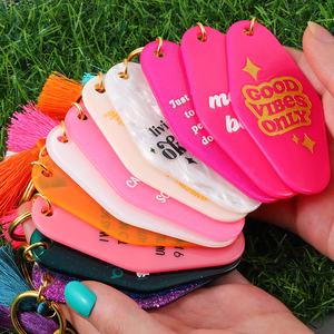 Personalized Hot Pink Good Vibes/mega Babe Motel Keychain Western Keychain Keytags Accessories