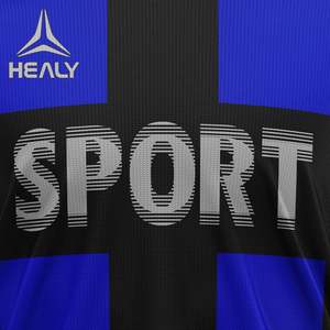 Camiseta de Fútbol para Hombre, Diseño de Rayas Verticales Azul y Negro, 100% Poliéster, Cuello en V, Manga Larga, Estilo Maduro, Resistente al Viento - Product Image 4